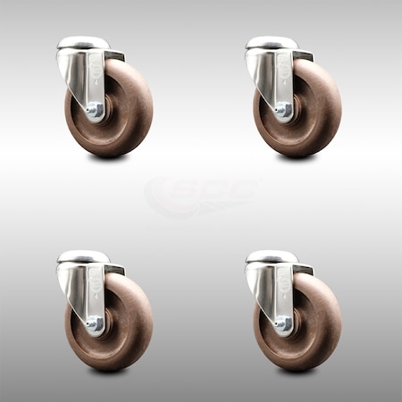 Service Caster 4 Inch 316SS High Temp Glass Filled Nylon Wheel Swivel Bolt Hole Caster Set SCC SCC-SS316BH20S414-GFNSHT-4